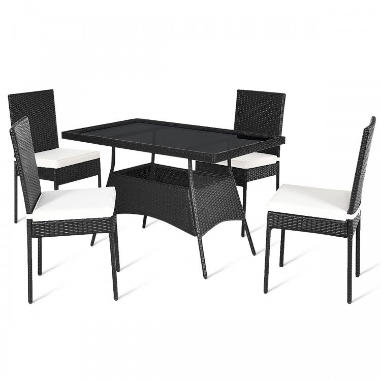 Black Pearl Rattan Dining Ensemble 5 - Piece Set