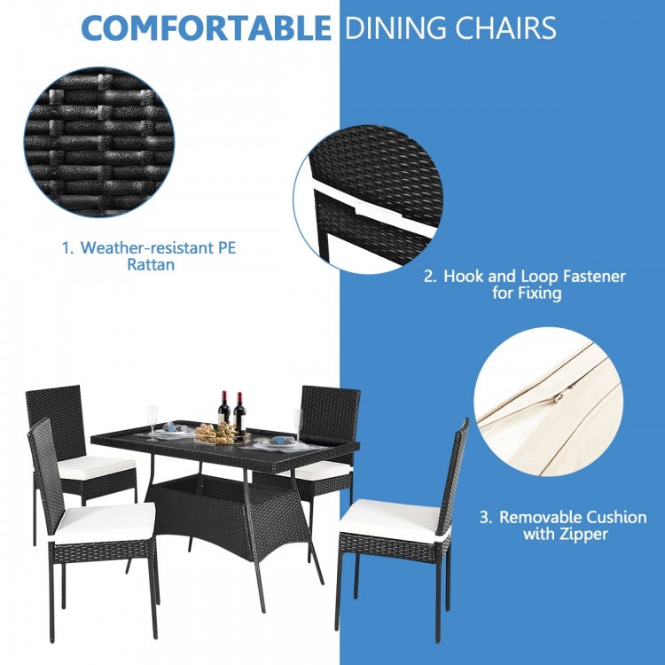 Black Pearl Rattan Dining Ensemble 5 - Piece Set