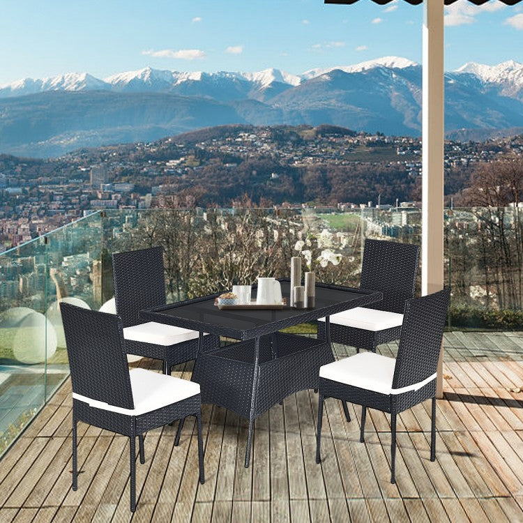 Black Pearl Rattan Dining Ensemble 5 - Piece Set