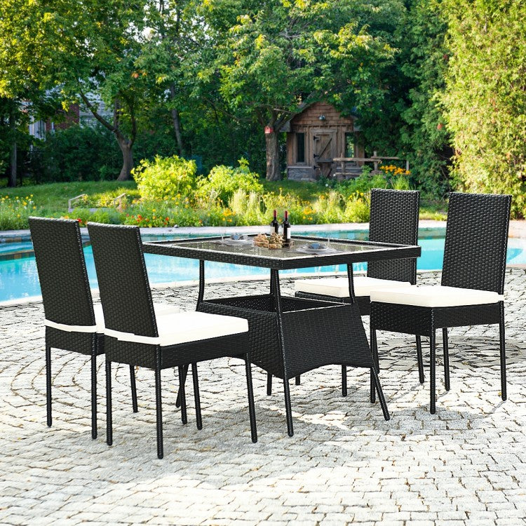 Black Pearl Rattan Dining Ensemble 5 - Piece Set