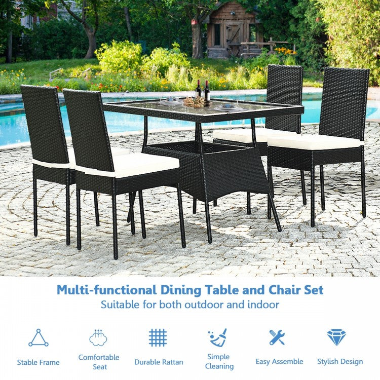 Black Pearl Rattan Dining Ensemble 5 - Piece Set