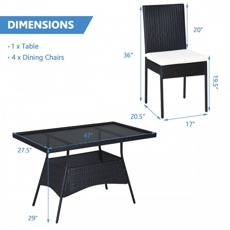 Black Pearl Rattan Dining Ensemble 5 - Piece Set