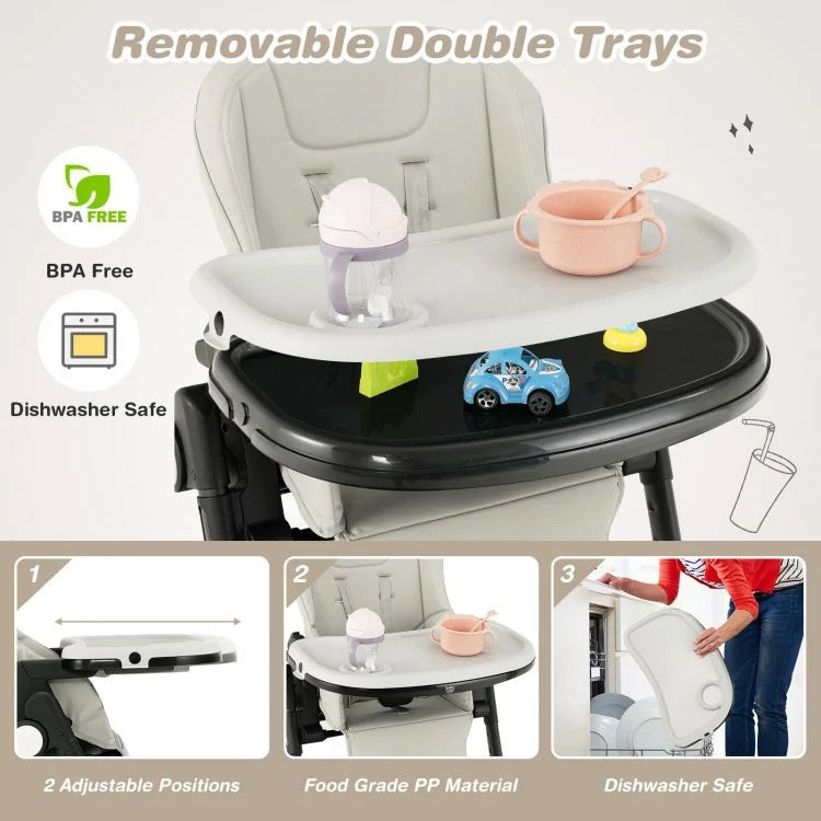 Gray Adjustable 4-in-1 Baby Feeding Chair