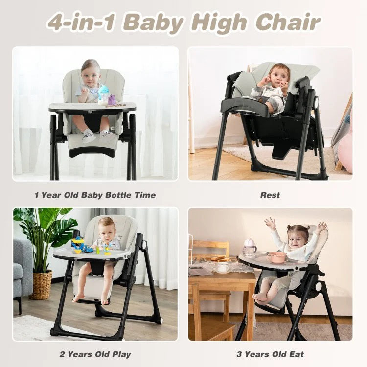 Gray Adjustable 4-in-1 Baby Feeding Chair