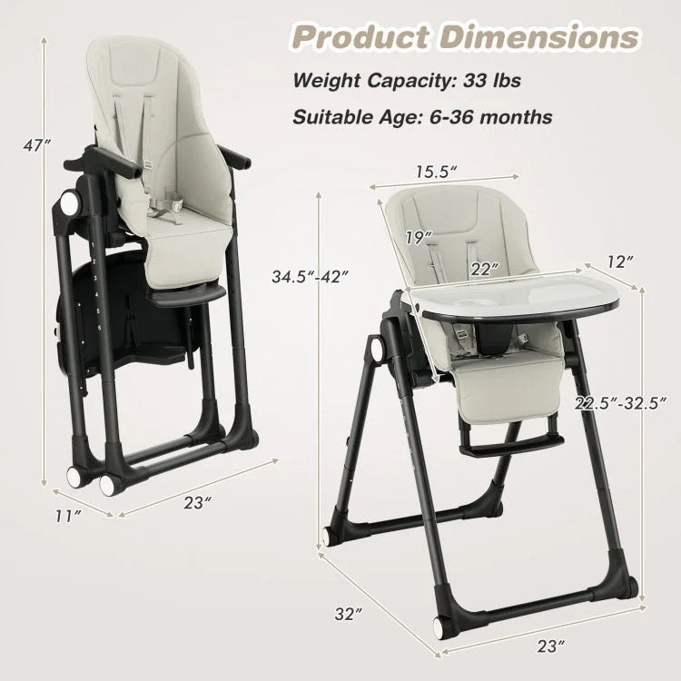 Gray Adjustable 4-in-1 Baby Feeding Chair