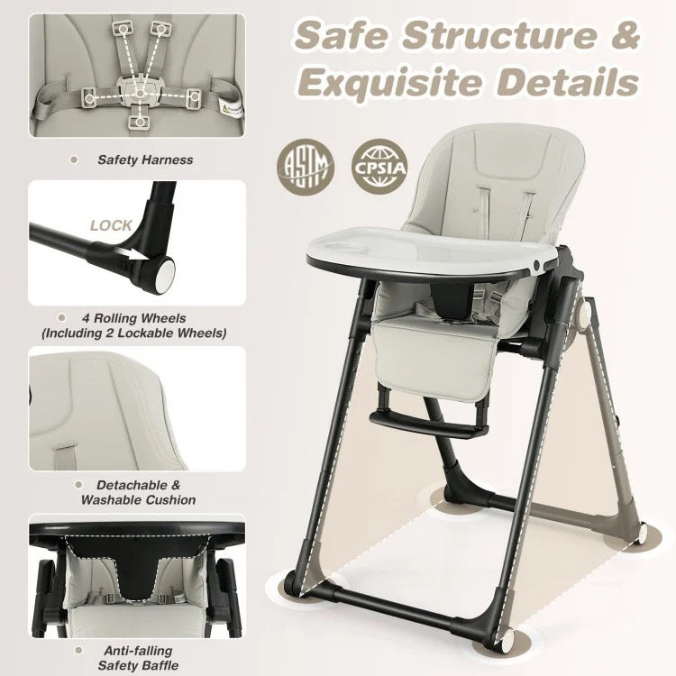 Gray Adjustable 4-in-1 Baby Feeding Chair