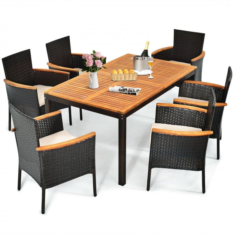 Rattan Elegance 7-Piece Patio Dining Set