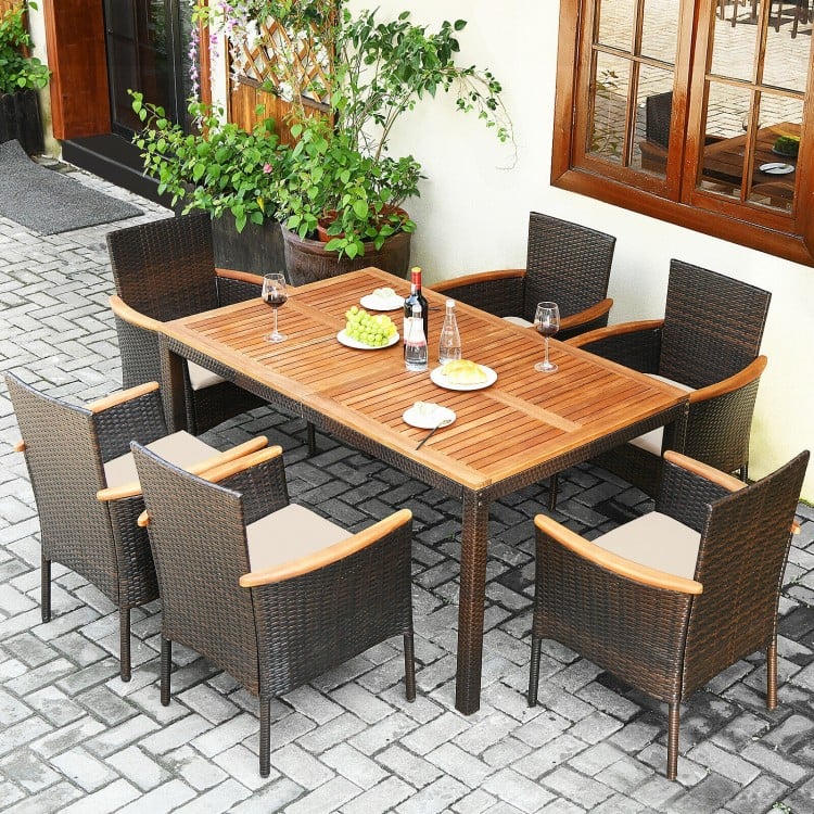 Rattan Elegance 7-Piece Patio Dining Set