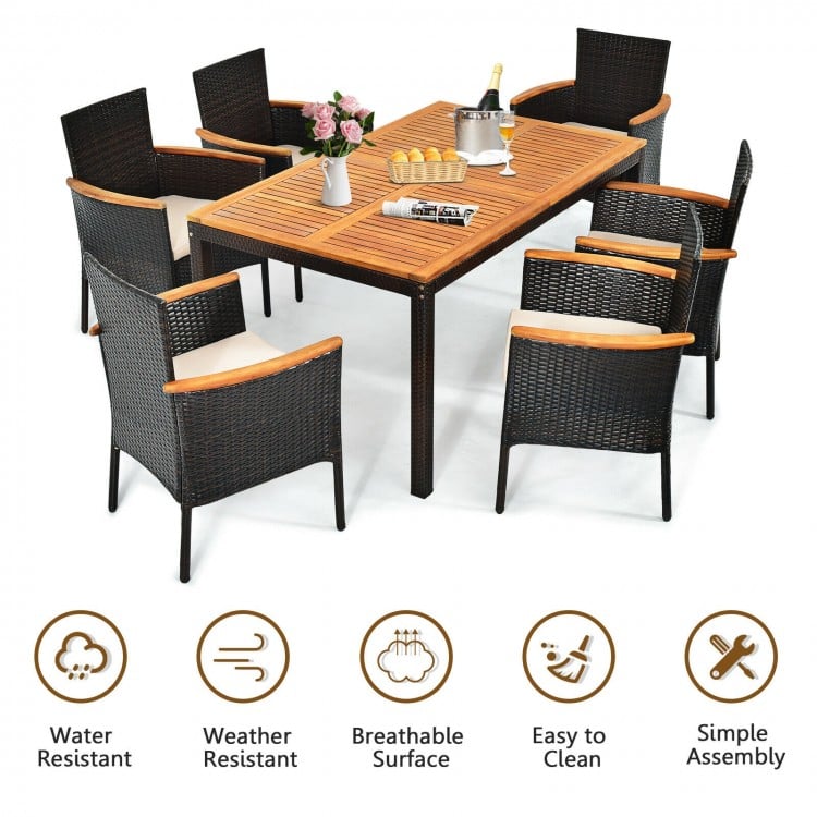 Rattan Elegance 7-Piece Patio Dining Set