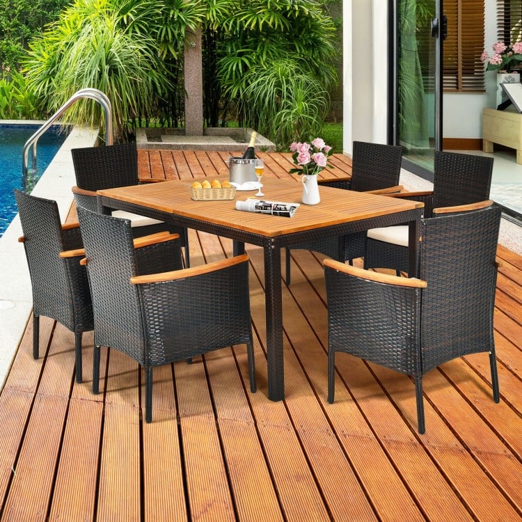 Rattan Elegance 7-Piece Patio Dining Set