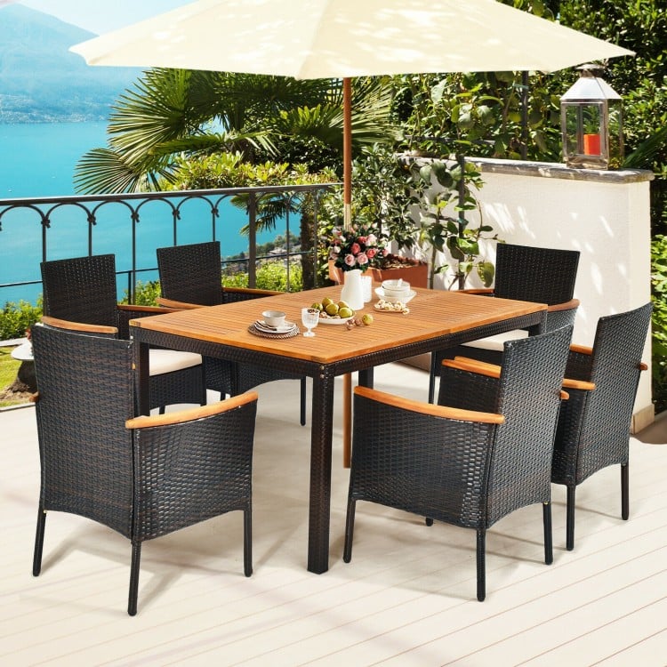 Rattan Elegance 7-Piece Patio Dining Set