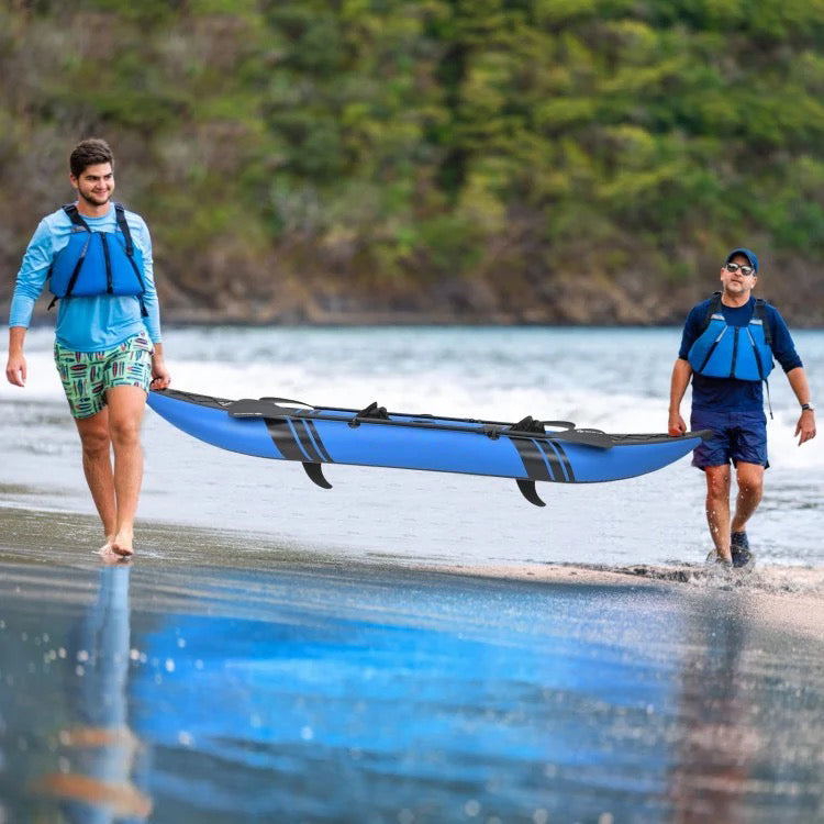 Blue Inflatable Kayak Set for Two with Aluminum Oars