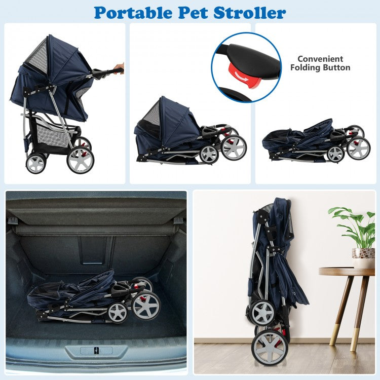 Pet Stroller with Storage - Navy