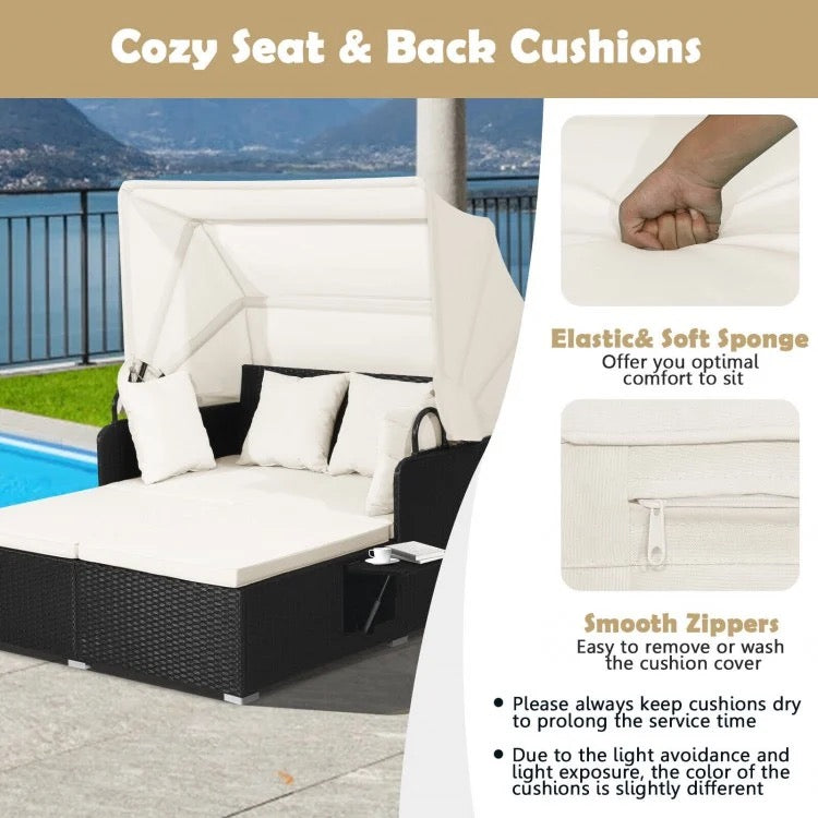 Serene Rattan Daybed Set - Off White