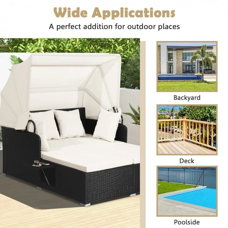 Serene Rattan Daybed Set - Off White