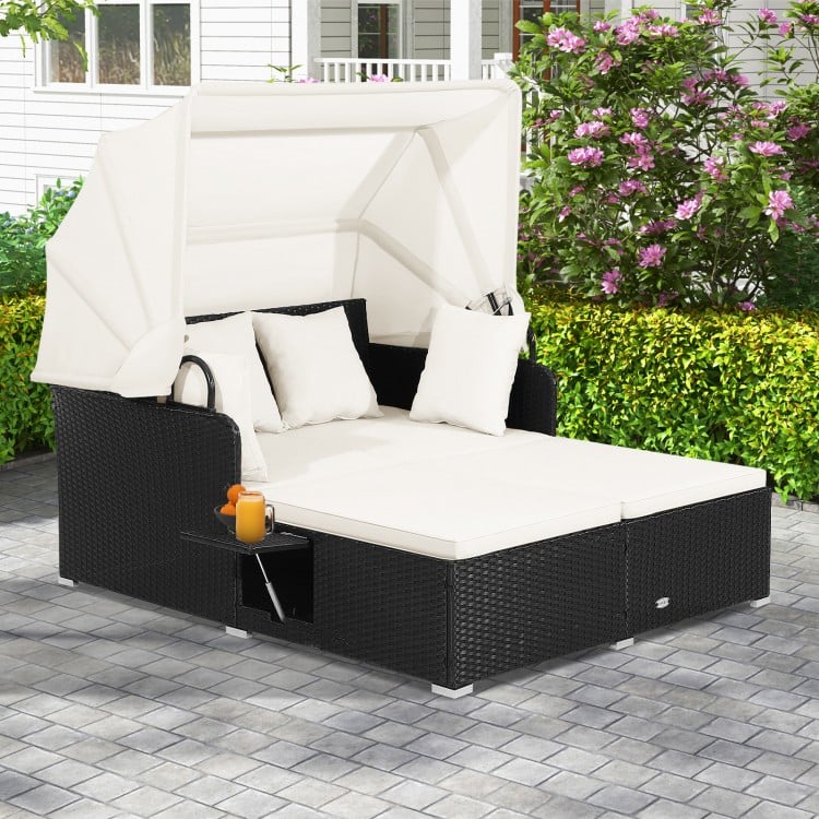 Serene Rattan Daybed Set - Off White