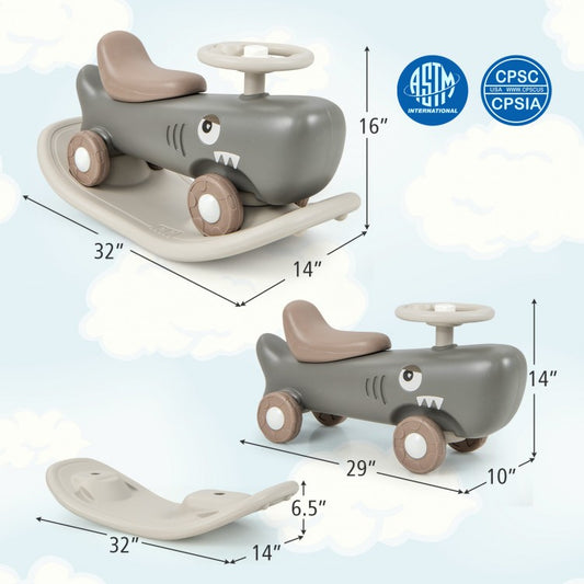 Multi-Function Rocking Horse & Sliding Car - Dark Gray