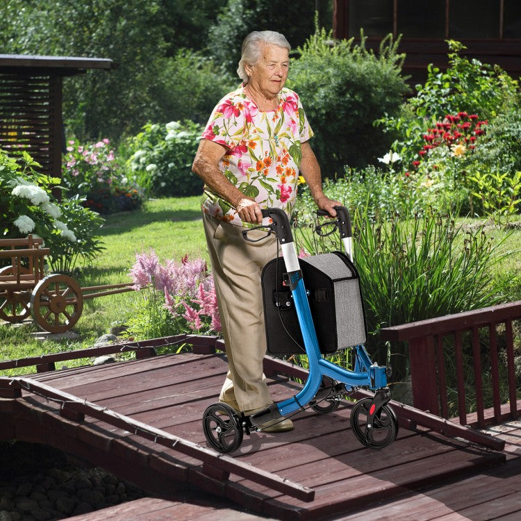 Blue Compact 3-Wheel Foldable Rollator