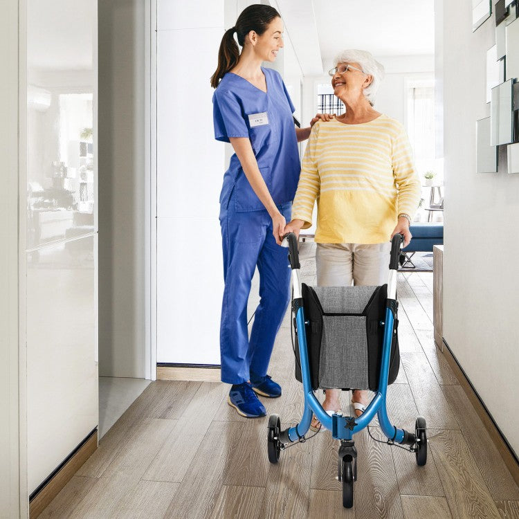 Blue Compact 3-Wheel Foldable Rollator