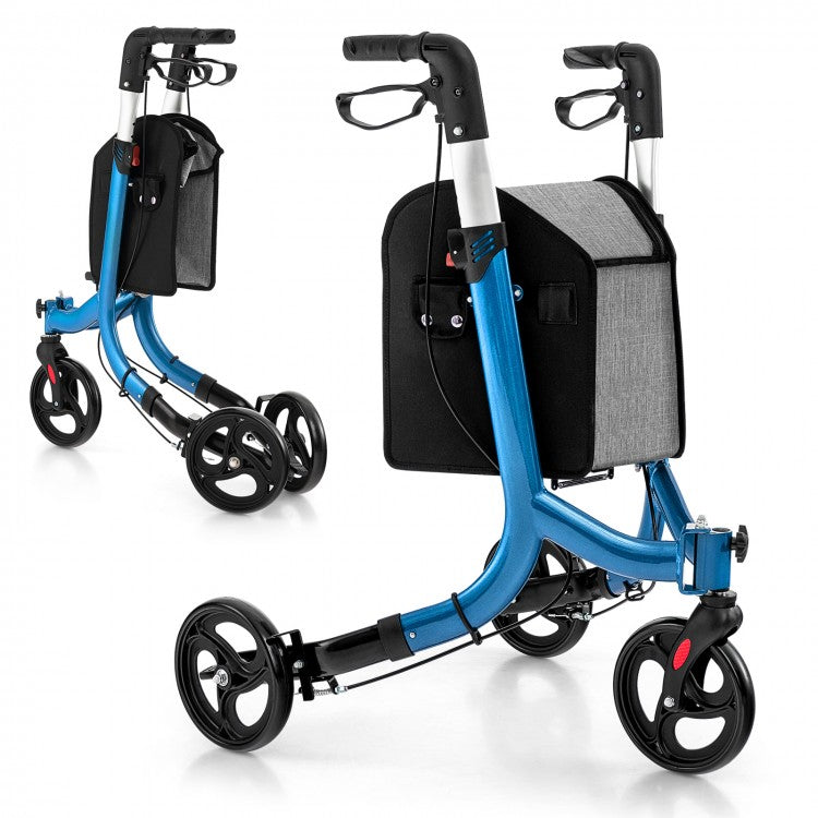 Blue Compact 3-Wheel Foldable Rollator