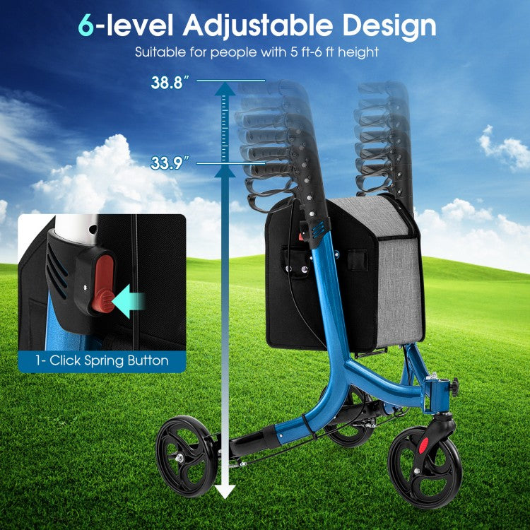 Blue Compact 3-Wheel Foldable Rollator