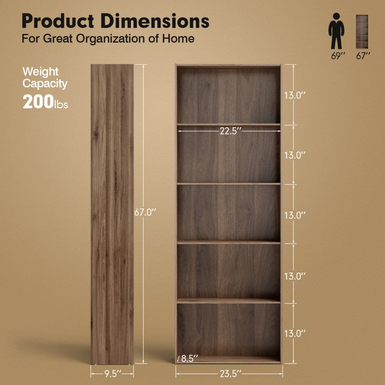 Multi-Use 5-Shelf Wood Storage Unit - Walnut