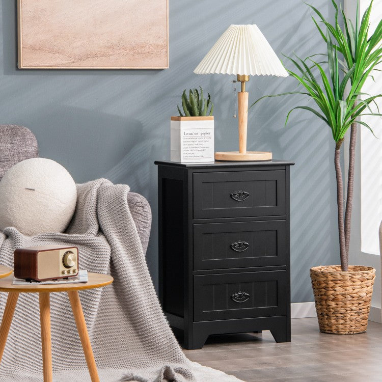 Wooden 3-Drawer Table - Black