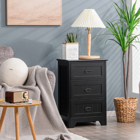 Wooden 3-Drawer Table - Black