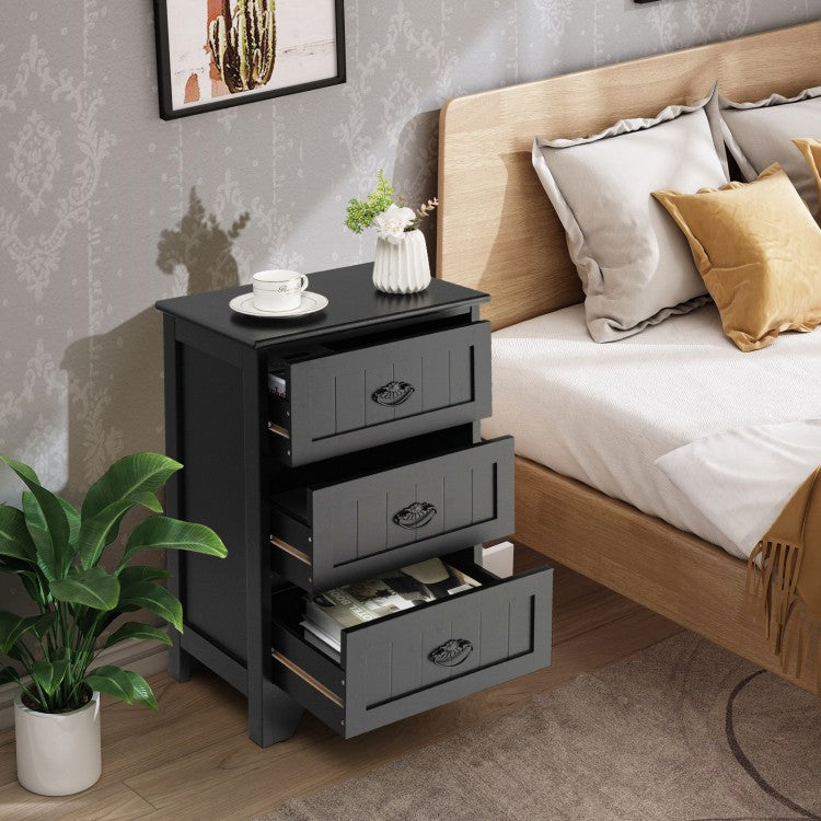 Wooden 3-Drawer Table - Black