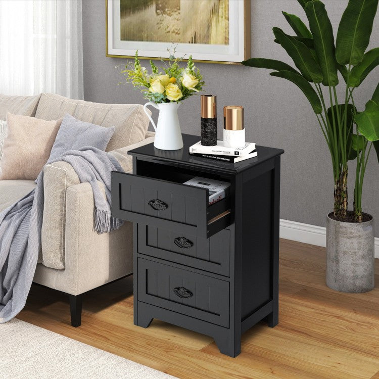 Wooden 3-Drawer Table - Black
