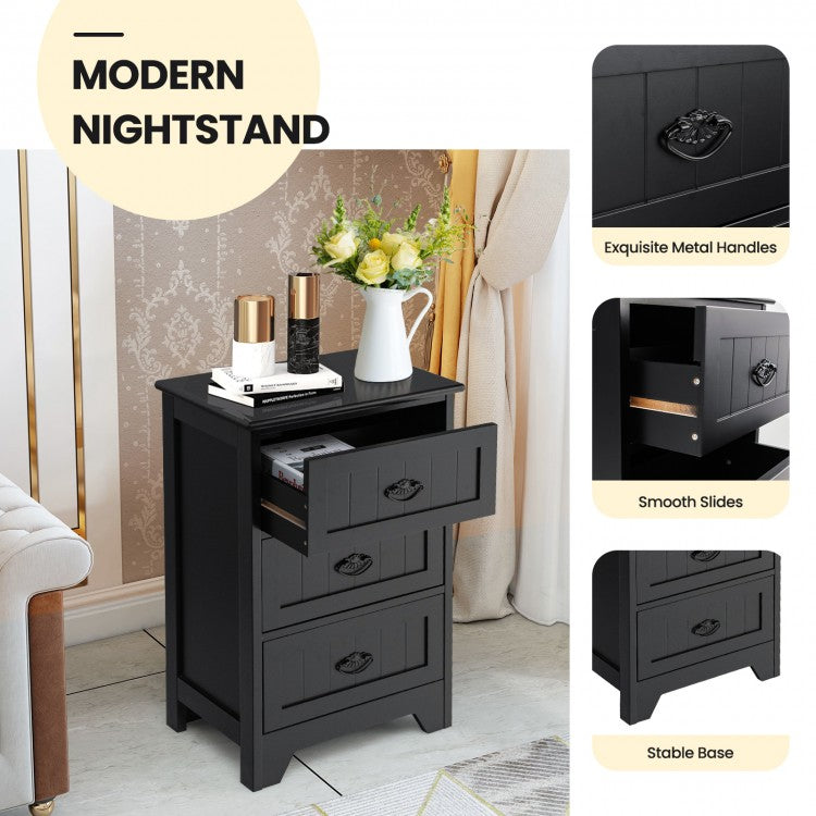 Wooden 3-Drawer Table - Black