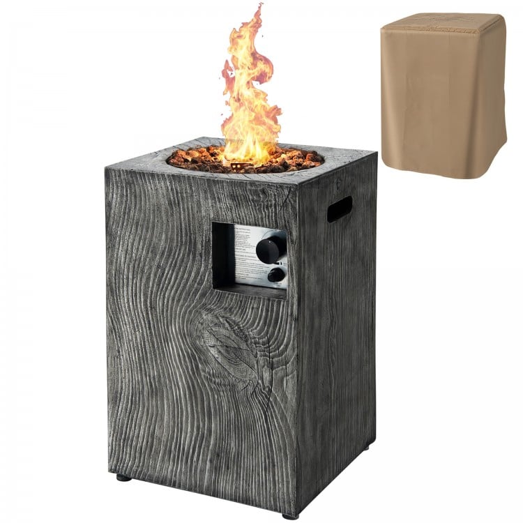 Square Propane Fire Pit - Gray