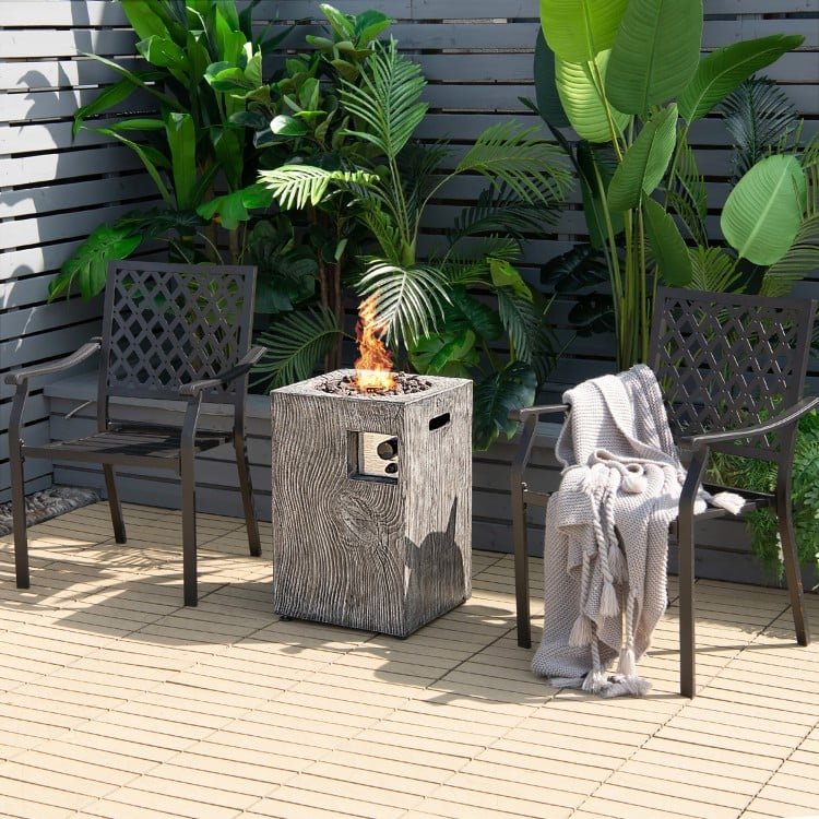Square Propane Fire Pit - Gray