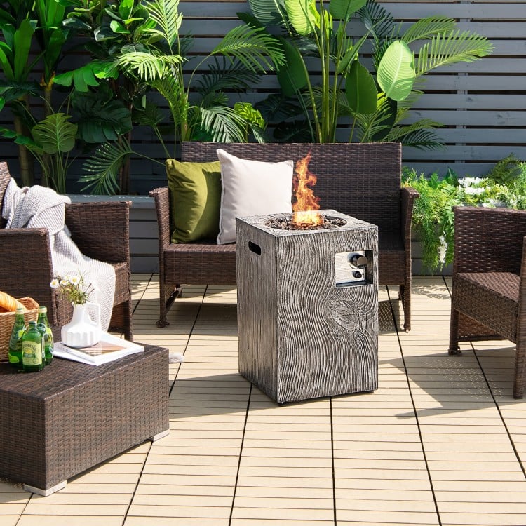 Square Propane Fire Pit - Gray