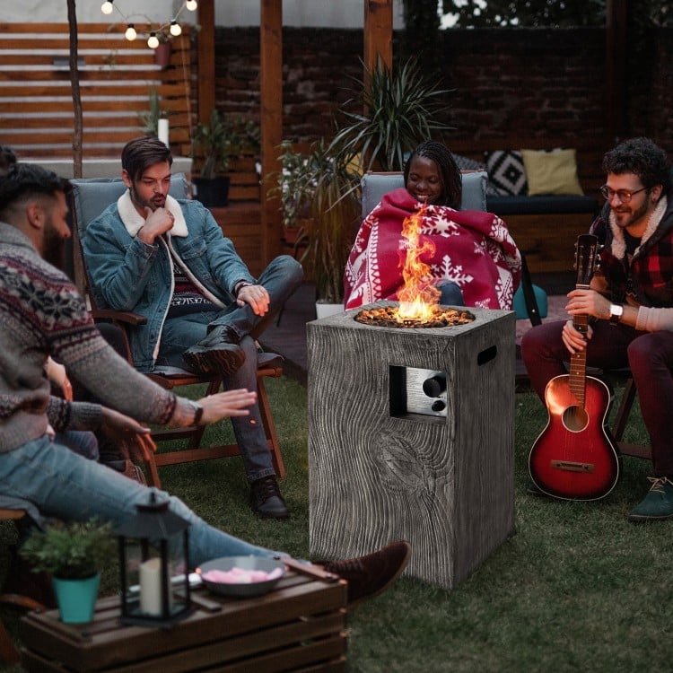 Square Propane Fire Pit - Gray