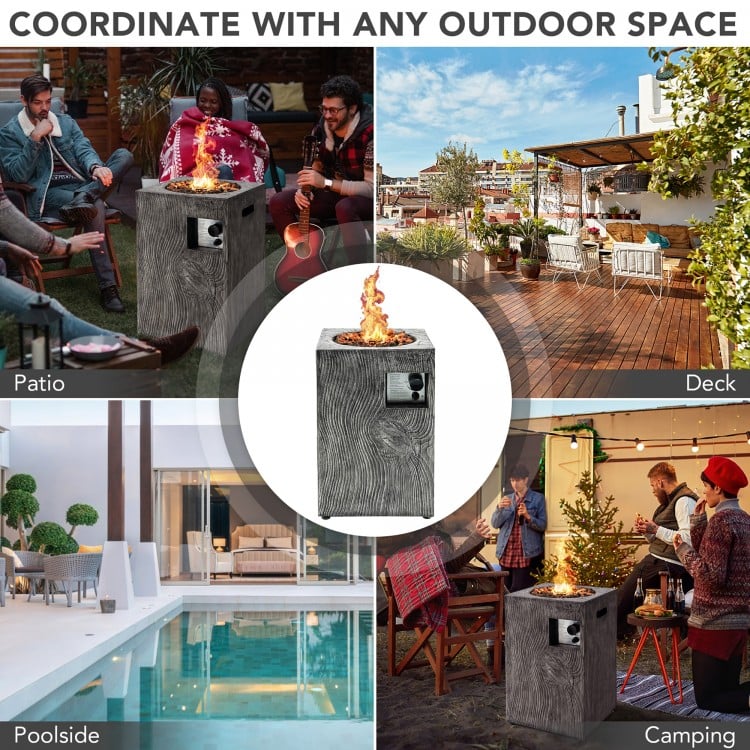 Square Propane Fire Pit - Gray