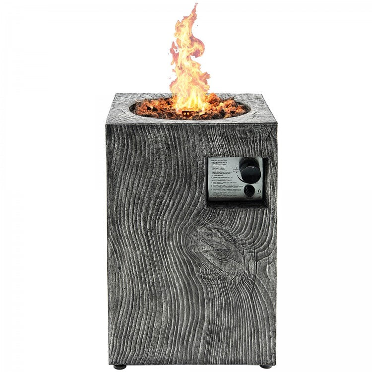 Square Propane Fire Pit - Gray
