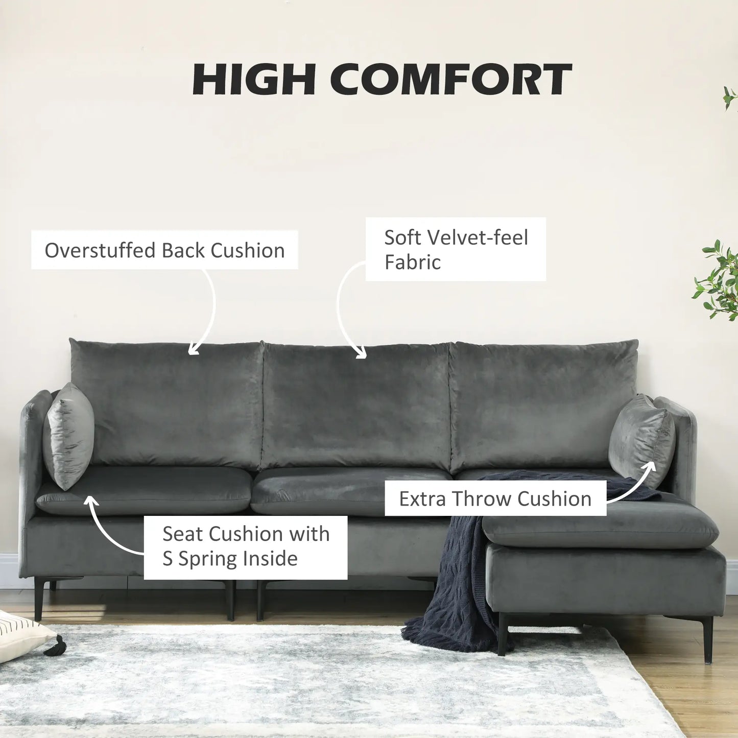 Lounge Convertible Sectional - Grey