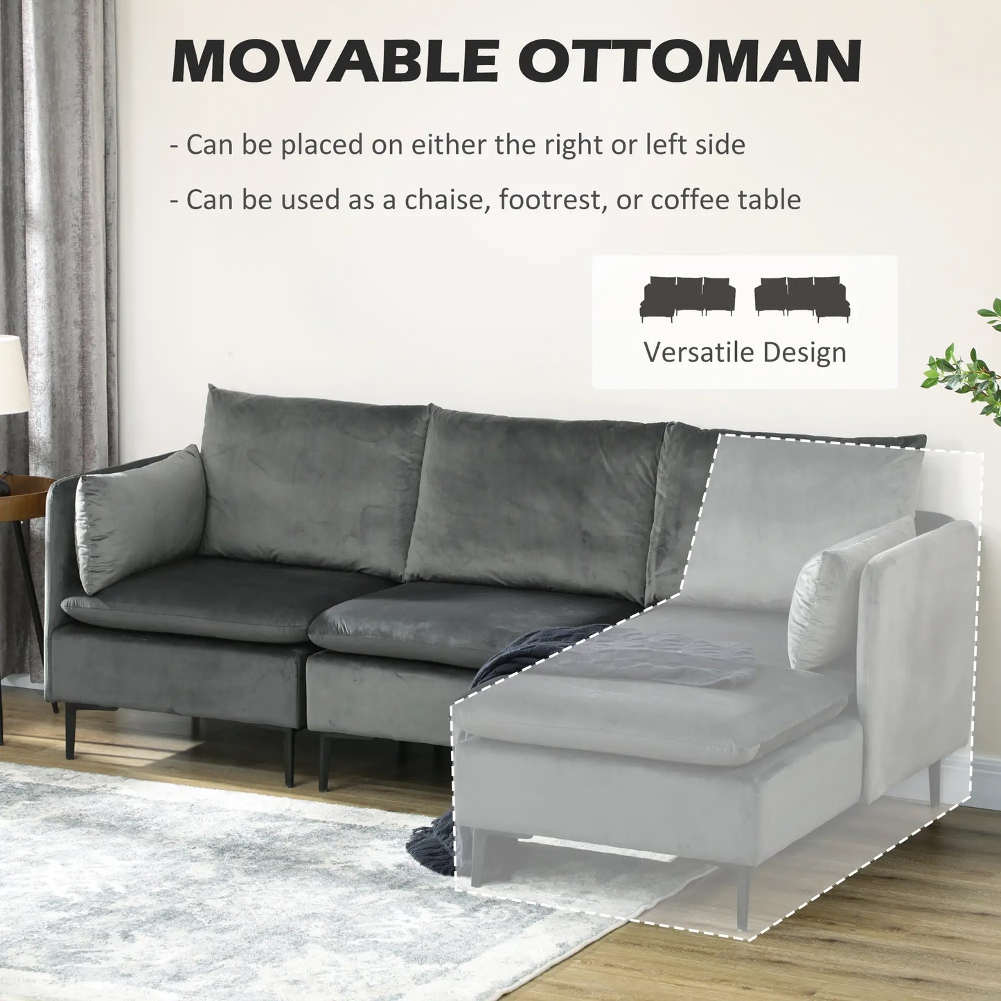 Lounge Convertible Sectional - Grey