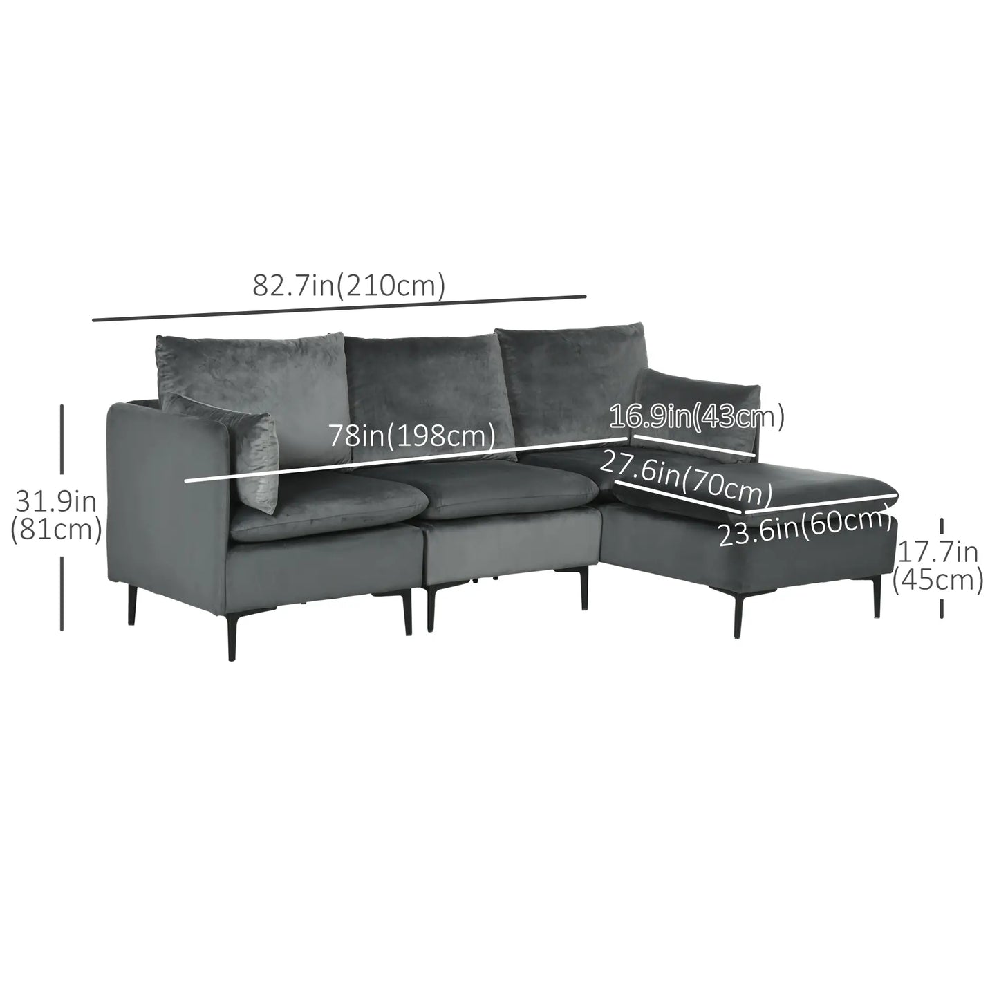 Lounge Convertible Sectional - Grey