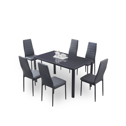 Tempered Grey Glass 6 Person Table