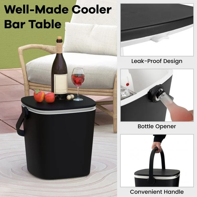 Outdoor Cooler Bar Table with Lift-Top Lid