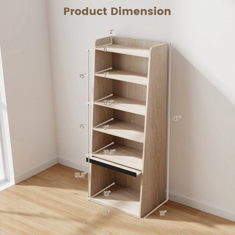 Stairway 6-Tier Bookcase - Natural