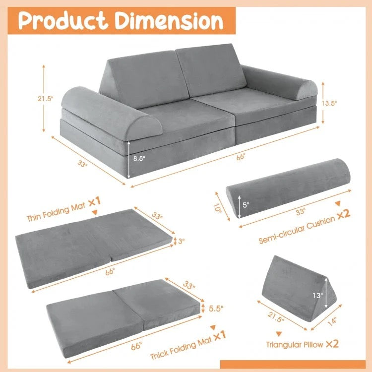 Gray Kids Modular Play Sofa