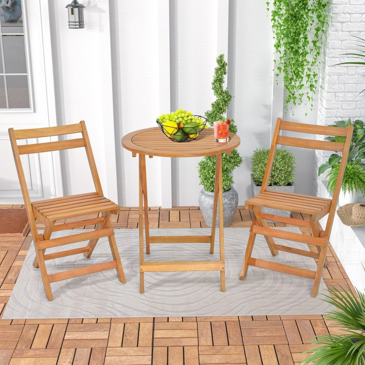 Acacia Bistro Folding Patio Trio