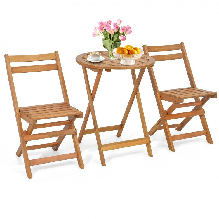 Acacia Bistro Folding Patio Trio