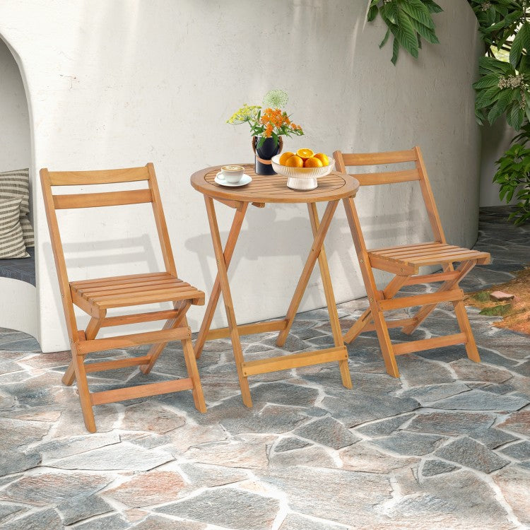 Acacia Bistro Folding Patio Trio