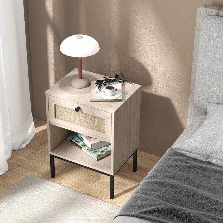 Modern Rattan Bedside Table