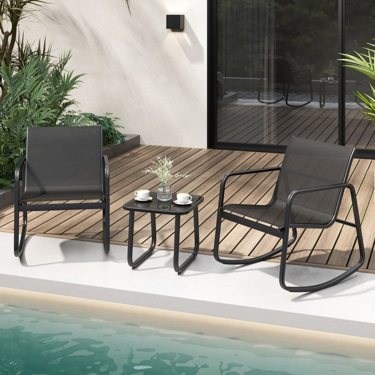 Black Balcony Rocker Set