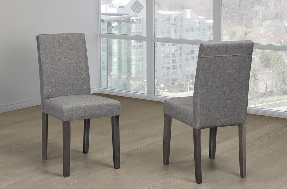 Grey Linen Grey Finish Chairs (2 Chairs)